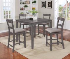 CrownMark - Henderson Grey Counter Height Dinette w/4 Chairs
