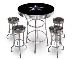 Imperial - Dallas Cowboys Pub Table & Chrome Bar Stools