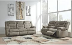 Ashley Furniture - Segburg Gray Rec Sofa & Rec Loveseat w/Console