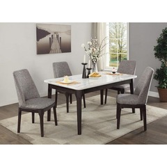 Crown Mark - Janel Real Marble Dinette Set w/4 Chairs