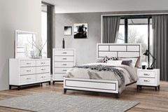 Crown Mark - Akerson Chalk Queen Bed, D/M, Night Stand, & Chest