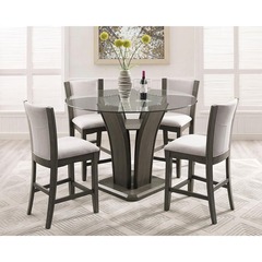 Crown Mark - Camelia Glass Counter Height Dinette w/ 4 Chairs