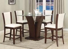 Camelia Glass Counter Hght Dinette w/ 4 Chairs WHT