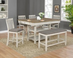 Nina Grey Counter Height w/4 Chairs & Bench