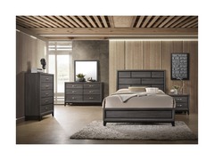Crown Mark - Akerson Grey King Bed, D/M, Night Stand, & Chest