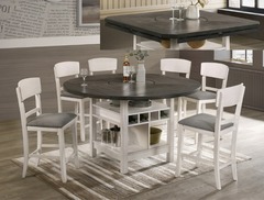 Crown Mark - Connor Chalk Counter HT Tbl w/6 Chairs, Lazy Susan
