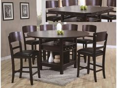 Crown Mark - Connor Counter HT ESP Tbl w/6 Chairs, Lazy Susan