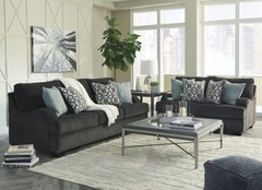 Ashley Furniture - Charenton Charcoal Sofa&Love w/Contemporary Pillow