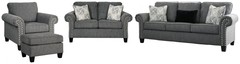 Ashley Furniture Agleno Charcoal Nailhead Sofa&Chair w/Ottoman