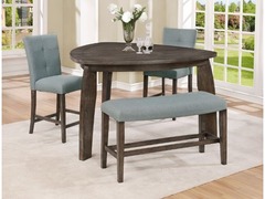 Crown Mark - Hollis Counter Height w/4 Chairs & Curve Bench